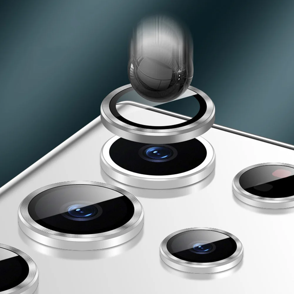 Enhanced Metal Ring Camera Lens Protector Cover - Anti-Scratch Protective Cap with Removal Tool and Lens Film