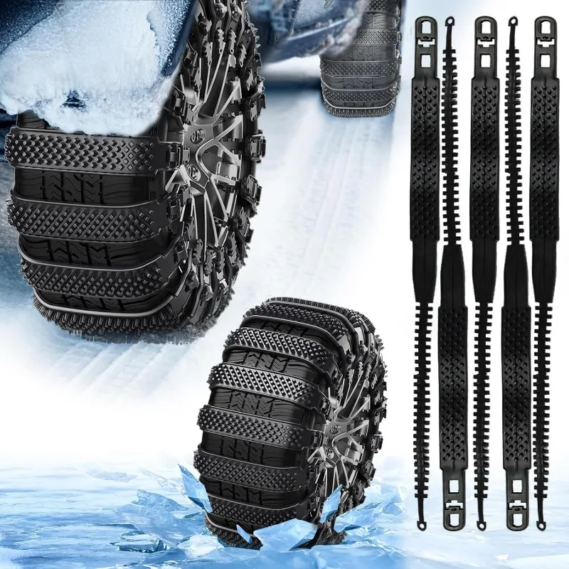 Snow bike chain, 5 universal snow bike chain emergency anti-skid for cars/trucks/SUVs, which can use snow on the road.