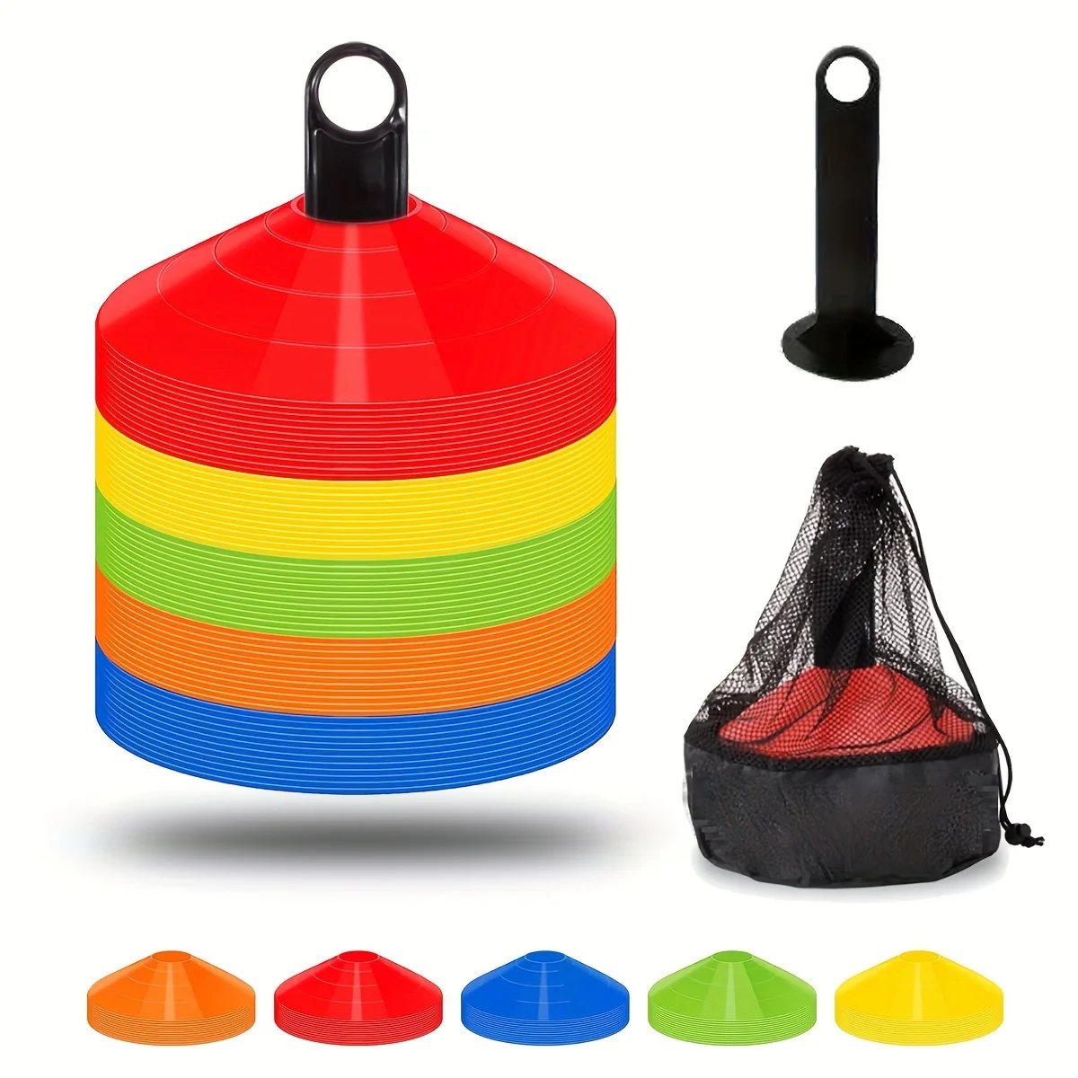 50pcs Thickened Soccer Cones With Carry Bag And Holder For Sports Training, Football, Basketball Practice Equipment Goal Socer