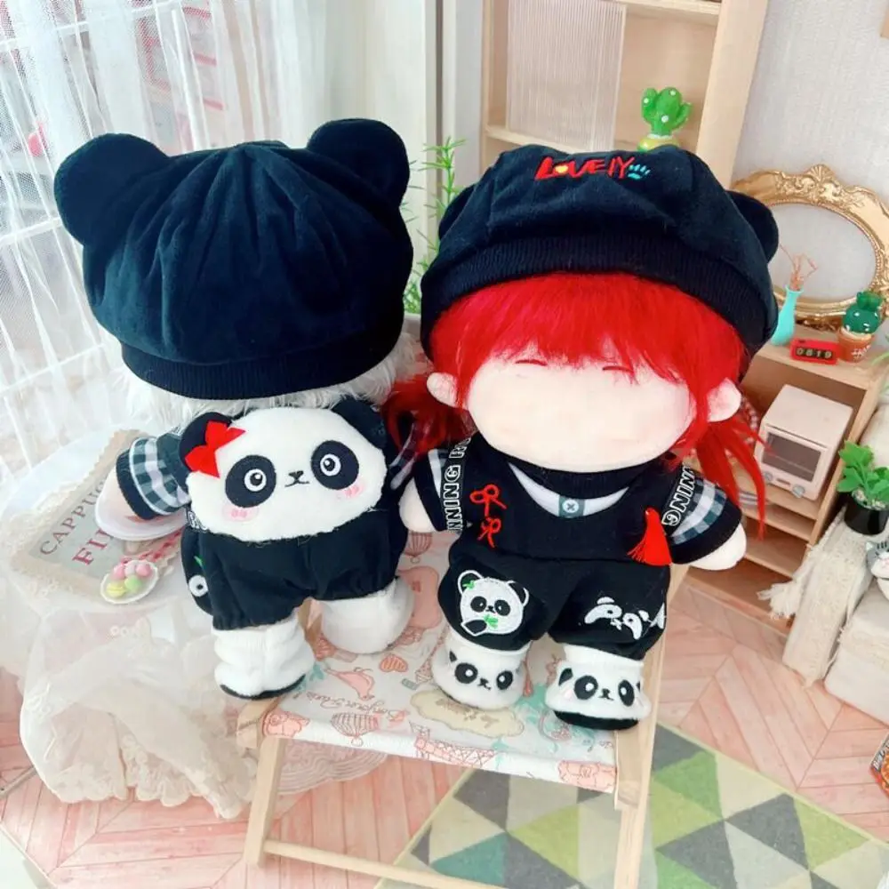 

Stuffed Idol Doll Changing Dressing Game Toy Accessories Chinese Style Plush Pattern Cartoon Panda Suit Doll Clothes