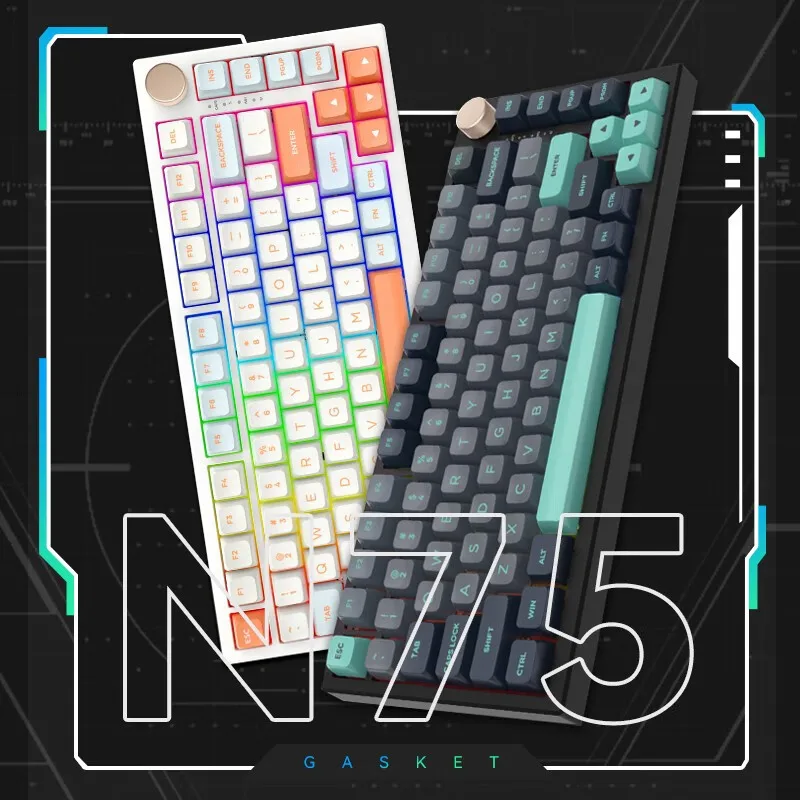 Teclado Mecânico Hotswap sem Fio pc Gaming Acessório Vngn 75 Pro 82 Chaves Tri-mode Bluetooth 2.4g Presentes - Imagem 6