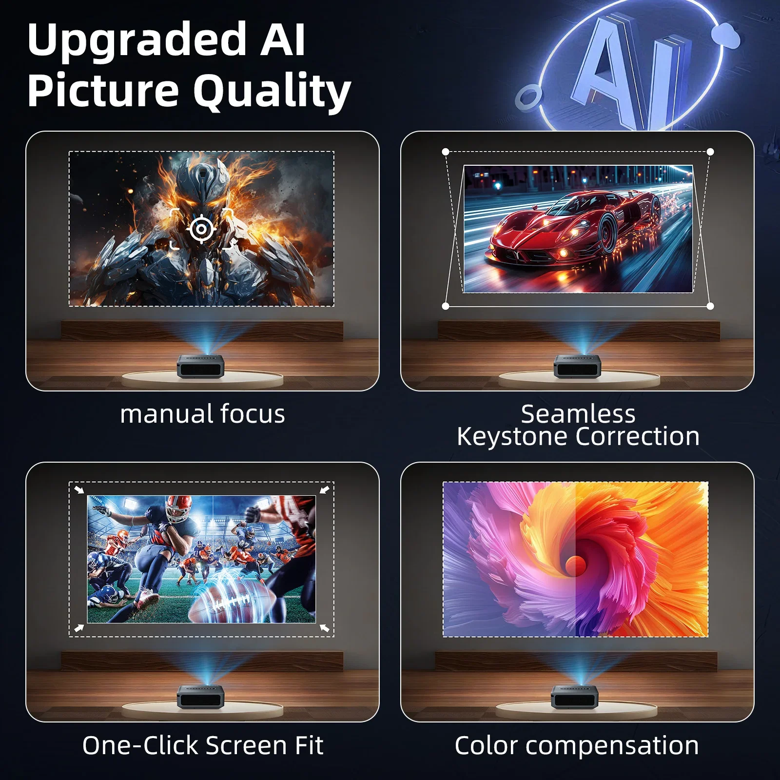 ApexTPXnano 휴대용 프로젝터 돌비 사운드 효과 1080P 자동 초점 보정 듀얼 WIFI BT5.0 야외 홈 시네마 스마트 프로젝터