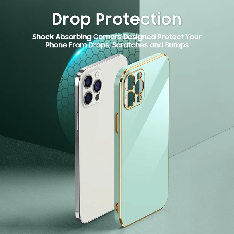 Luxury Square Plating Silicone Ultra-Thin Soft Phone Case
