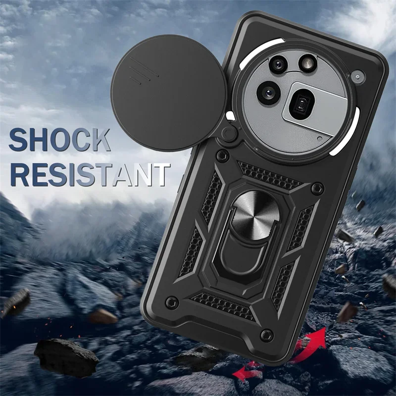 Enhanced Slide Lens Protector Case with Magnetic Ring Stand Holder