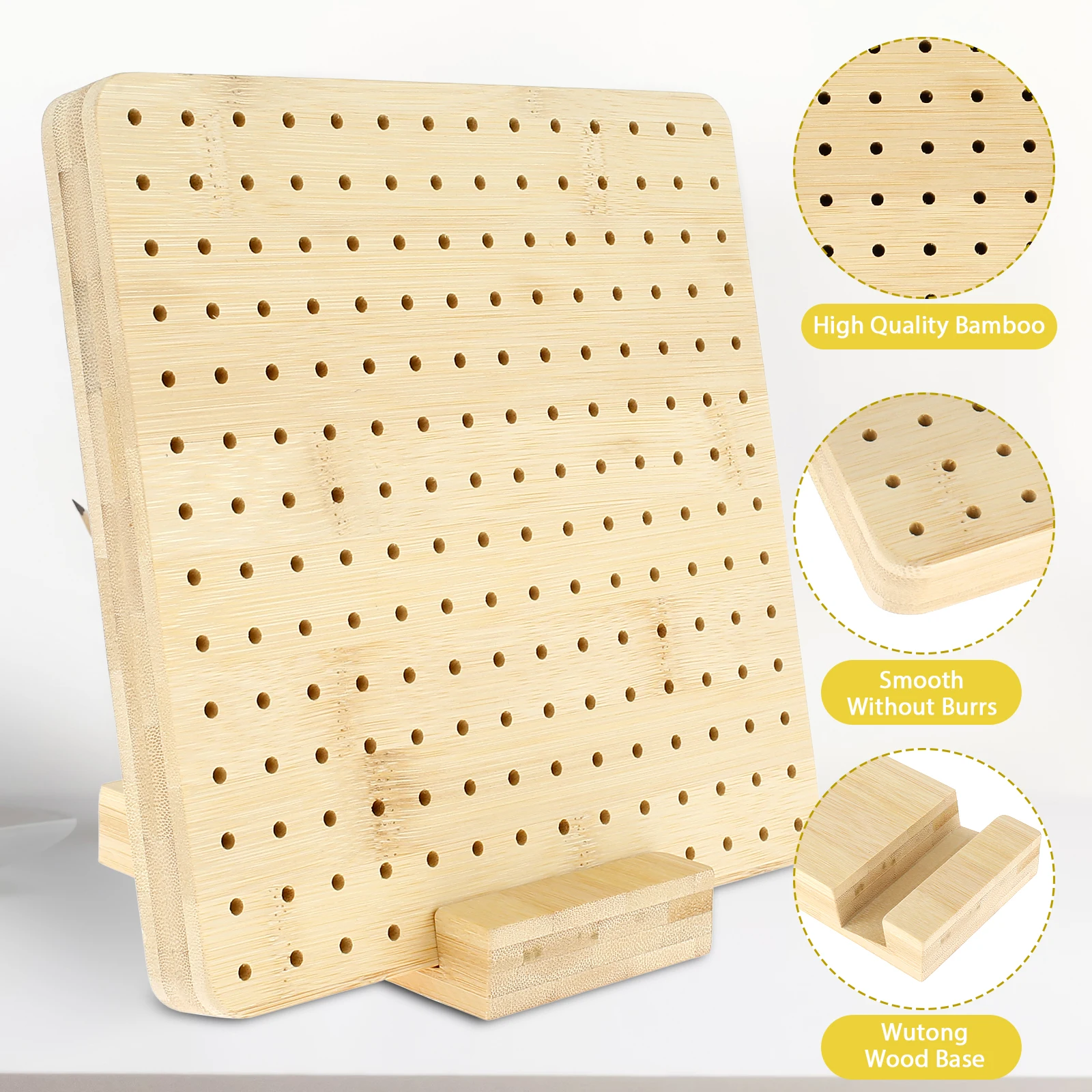 Planche De Blocage En Bambou Pour Crochet - 36,6 Cm Avec 30 Pics En Acier - Pour Carrés, Afghans Et Projets Tricot
