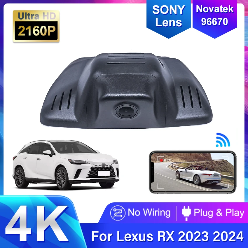 Plug And Play Dash Cam Hd Camera 4K 2160P Car Dvr Wifi Videoregistratore Per Lexus Rx 2023 2024 350 Rx350H Rx500H, Dashcam Wireless