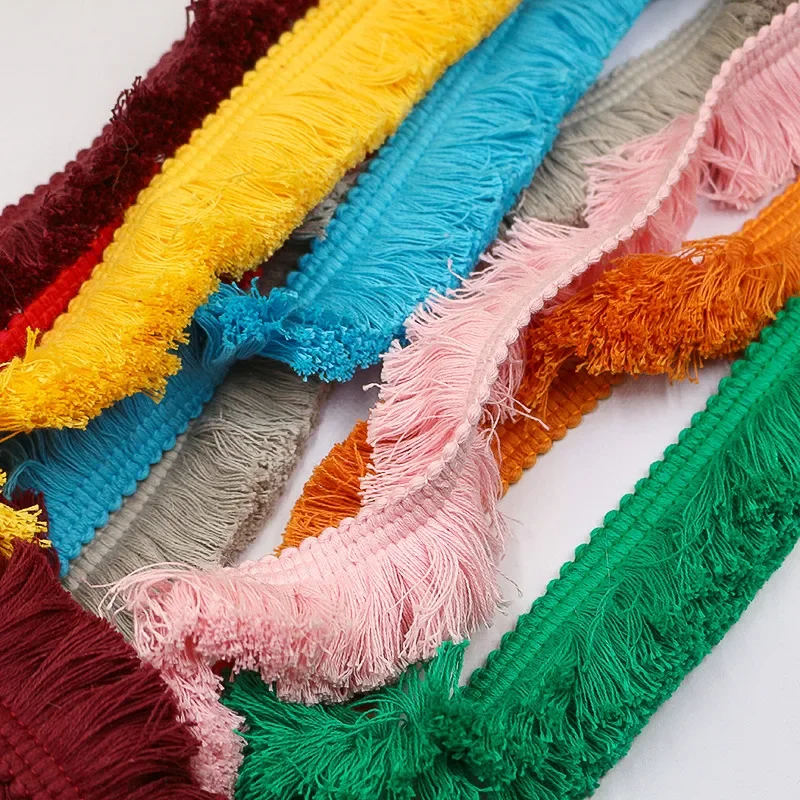 Sky Blue & Red Fringe Lace Trim - Cotton Thread Strip (2m x 4cm) for DIY Clothing, Accessories, and Home Decor