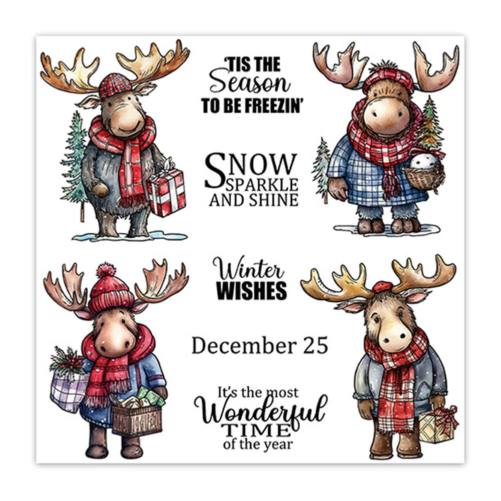 2024 Christmas DIY Stamps and Dies Stamps Metal Cutting Dies Set Cute Stamp Cutting Dies for Birthdays Greeting Card