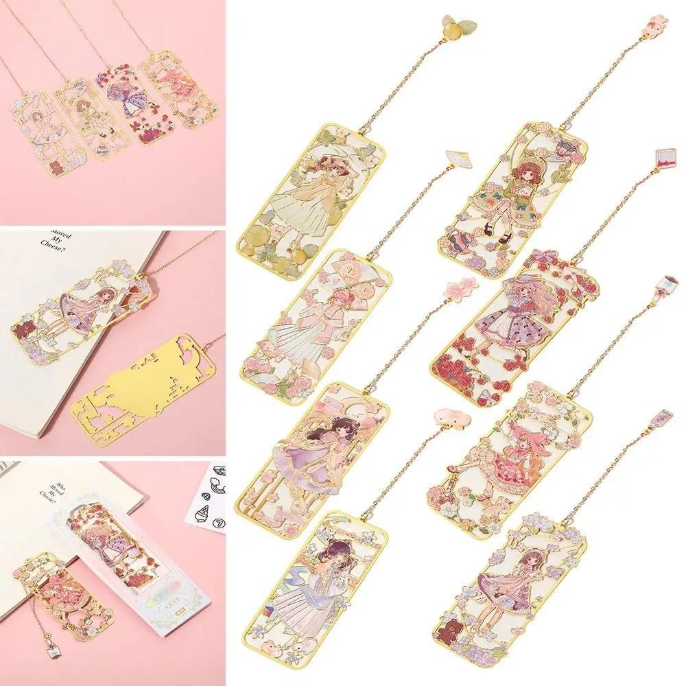 

Student Gift Chinese style Retro Tassel Metal Brass Bookmark Book Clip Painted Pagination Mark