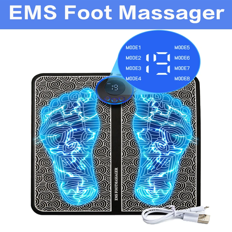 Electric EMS Foot Massager Pad Relief Pain Relax Feet Acupoints Massage Matt Shock Muscle Stimulation Improve Blood Circulation