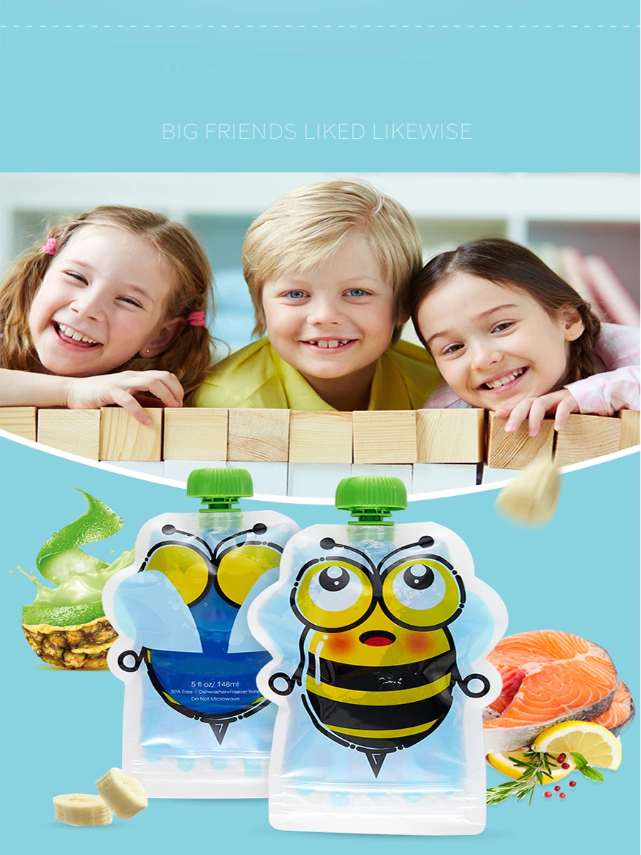 Baby Food Storage Containers Portable Food Storage Box Food Pouch Breastmilk Storage Bags 8pcs/pack BPA Free Baby Food Container Reusable Breast Milk Storage Bag Baby Food Box Pouch Snacks Feeding Squeeze