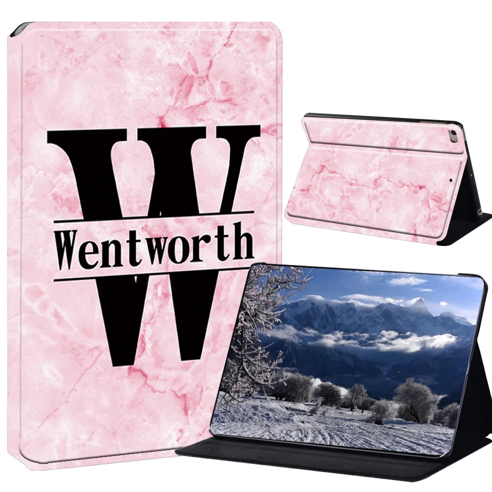 Elegant Marble Initial PU Leather Stand Case for Tablets - A to Z Letters