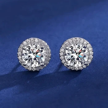 Real 0.5CT D Color Moissanite Round Stud Earrings for Women | 925 Sterling Silver Fine Jewelry | Sparkling Earrings