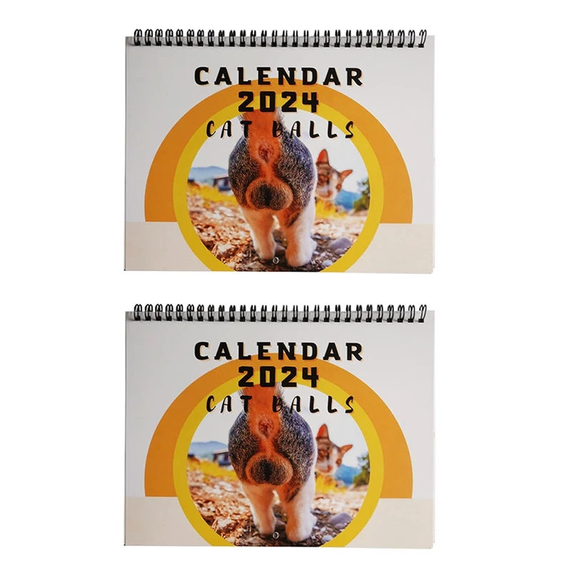 

2PCS 2024 Calendar Kit Jan. 2024 - Dec. 2024, 2024 Calendar Cats Buttholes Calendar 9.8X7.7Inch