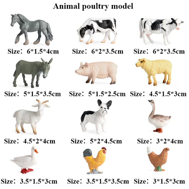 Oenux 12pcs Mini Farm Zoo Animals Action Figures Simulation Poultry Pig  Duck Hen Goose Horse Cow Dog Goat Model Toy For Kid Gift - Action Figures -  AliExpress