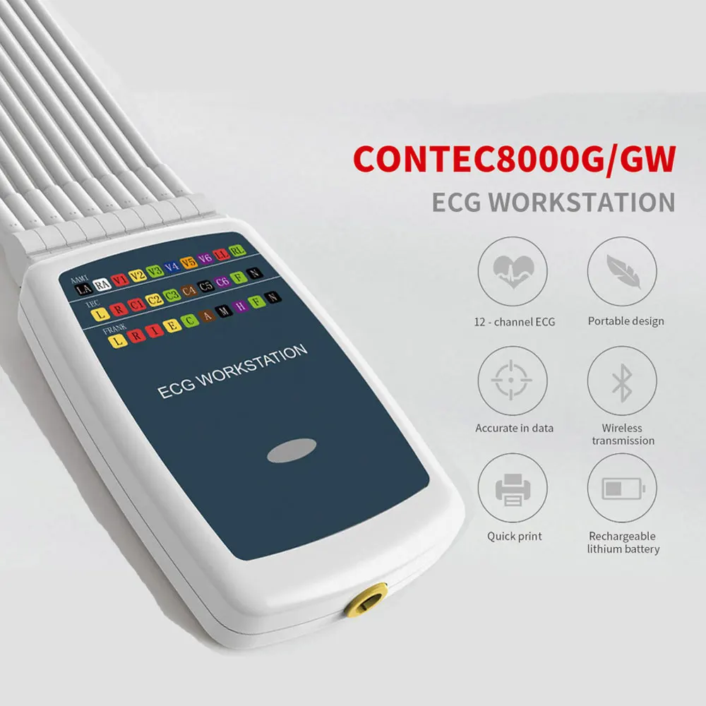 

CONTEC8000G/GW ECG/EKG Workstation System Portable Multi-function 12 Leads Resting ECG Machine Quick Print +Software