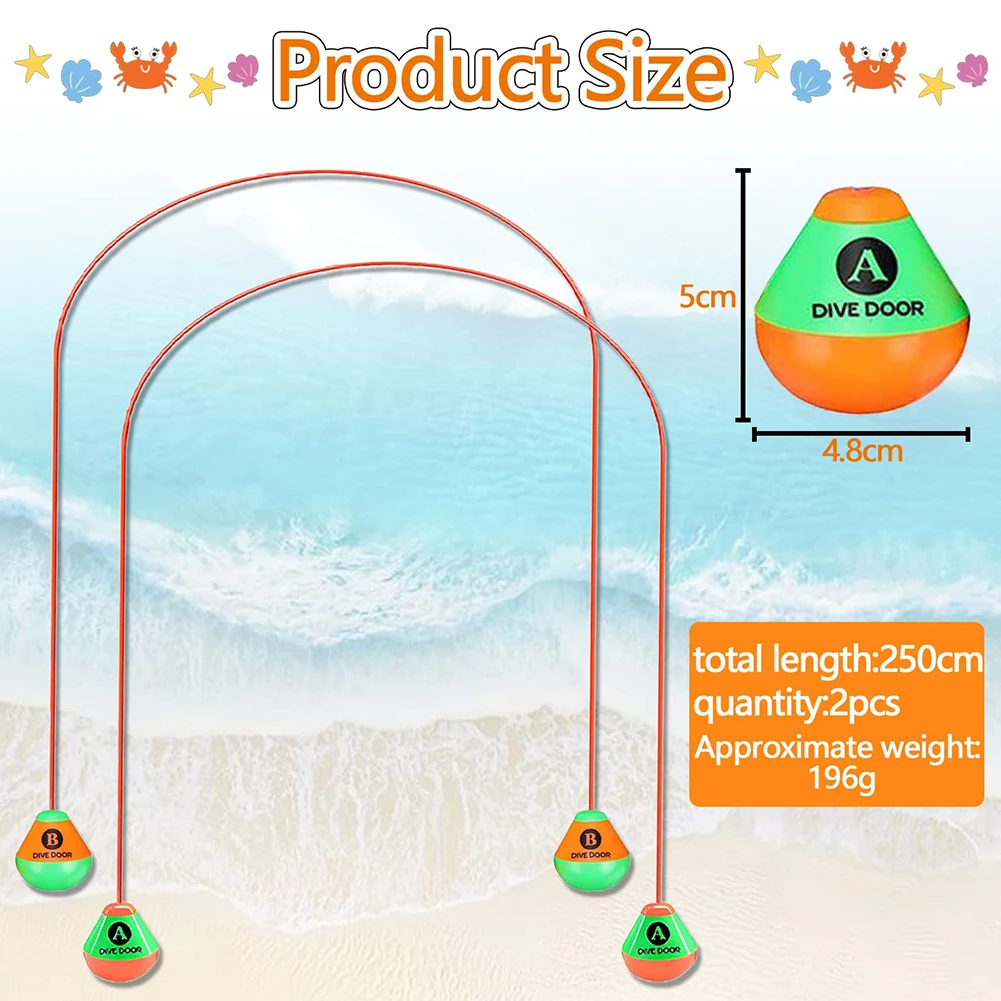 2pcs Diving Pool Toys Set No Toxic Through Door Diving Ring Body Exercise Swim Through Door Toys Durable PVC for Kid Child 6