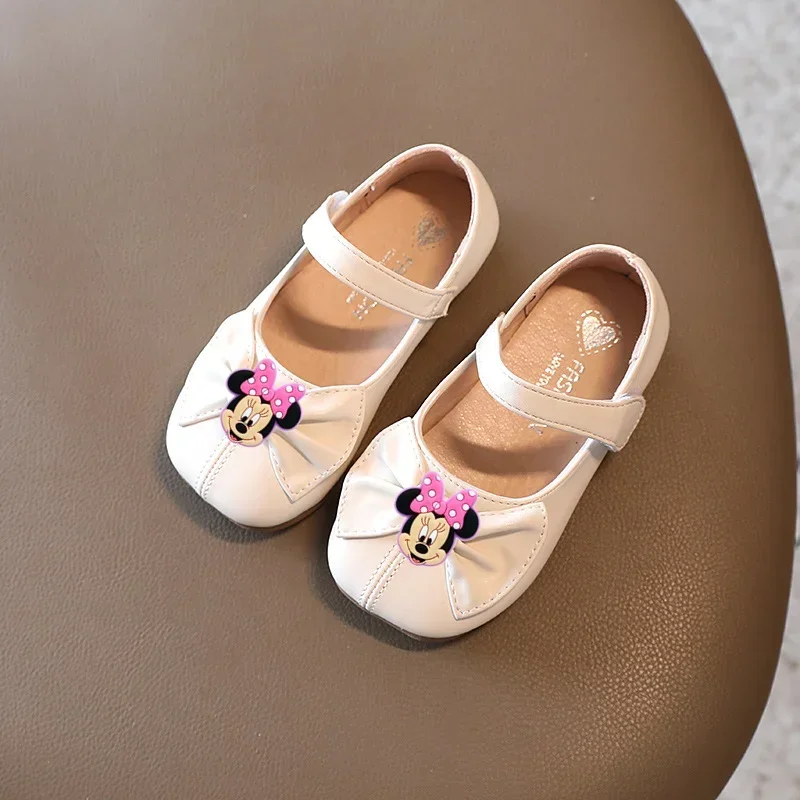 Disney Mickey Mouse Girls Leather Shoes Spring Autumn Children Princess Shoes Flat Heel Children Single Shoes Minnie Sandals 5