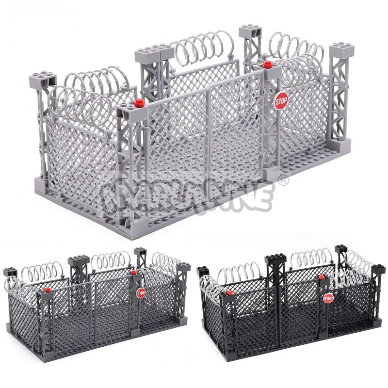 마루미네 소형 입자 MOC 빌딩 블록 군사 액세서리 부품 네트 메쉬 DIY 조립 벽돌 울타리 58827 호환