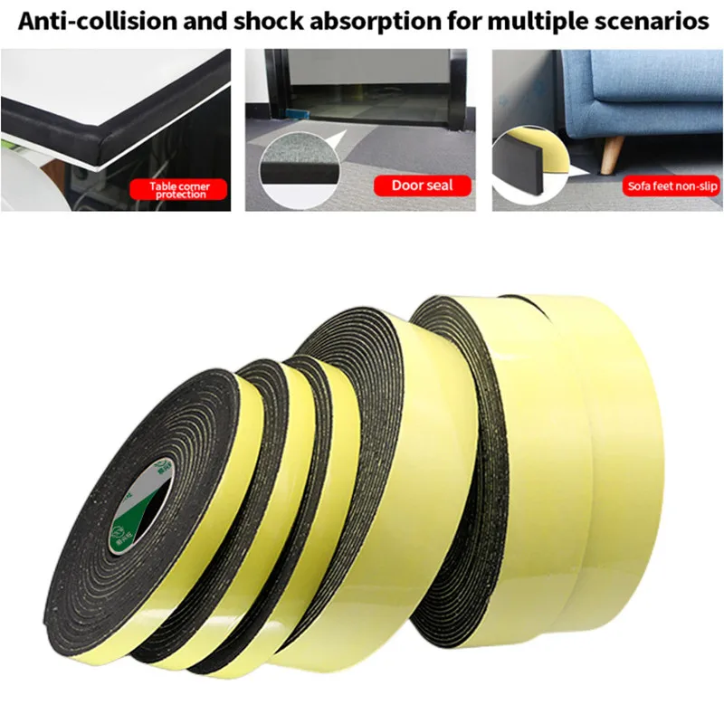 10 meters foam insulation tape EVA black foam sponge rubber strip strong adhesive window door seal strip weather stripping door seal strip sealing strip tape window seal strip sealing tape rubber seal strip rubber door weatherstripping door weatherstripping sealing strip waterproof tape
