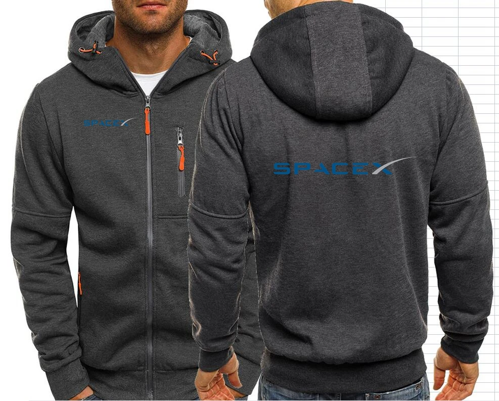 SpaceX men hoodie hooded coat zipper sweatshirt mens outerwear men hoodie