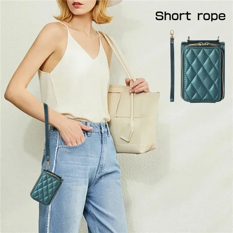 Luxury Crossbody Lanyard Leather Wallet Phone Case with Wrist Rope and Flip Stand