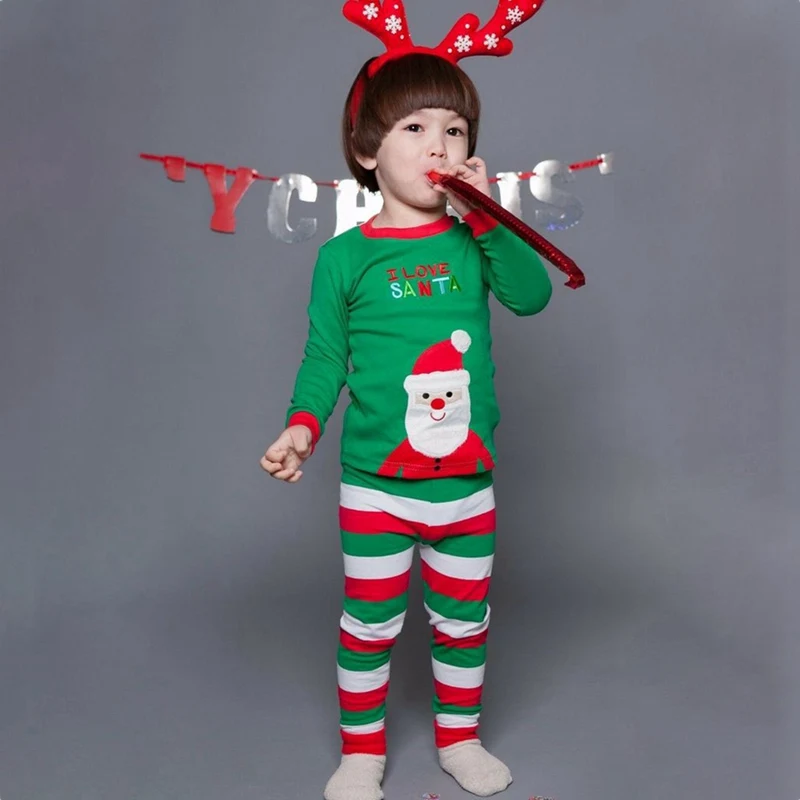 

XMAS Baby Cotton Pajamas For Girls Boys Santa Claus Christmas Pajamas Set Toddler Causal Sleepwear Kids Clothes Set 2-7Y