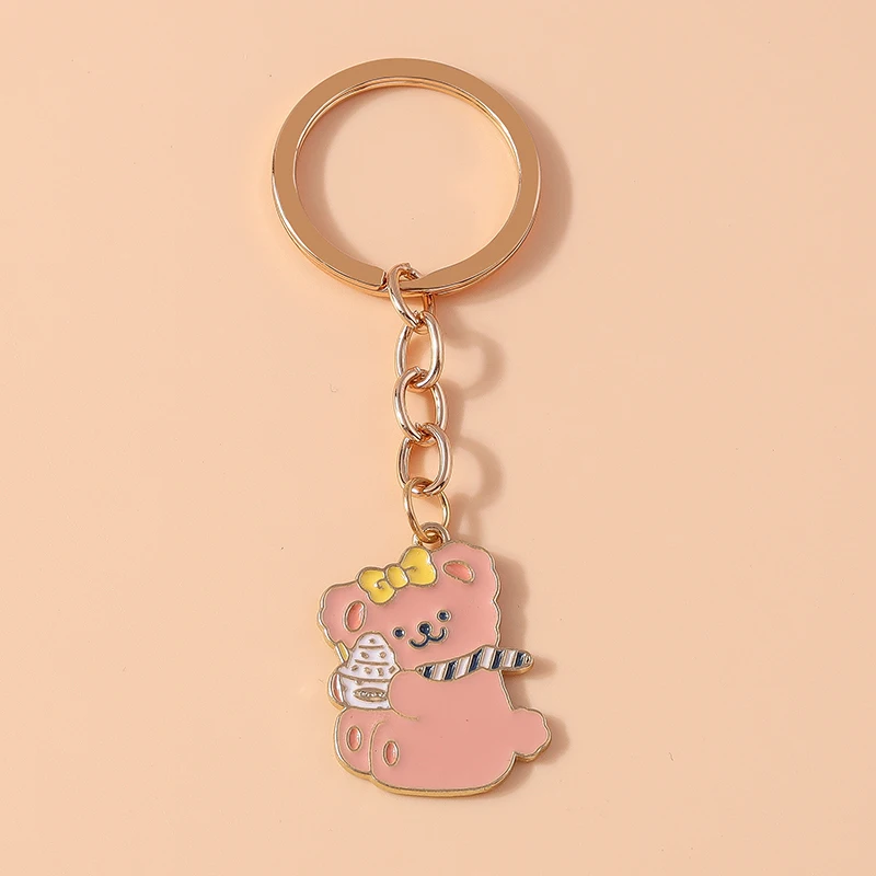 Niedliche Emaille rosa Liebe Herz Schlüssel bund Rose Blume Schlüssel ringe Anhänger für Schlüssel halter Frauen Mädchen Handtasche Anhänger DIY Schmuck Geschenke – Detail 20