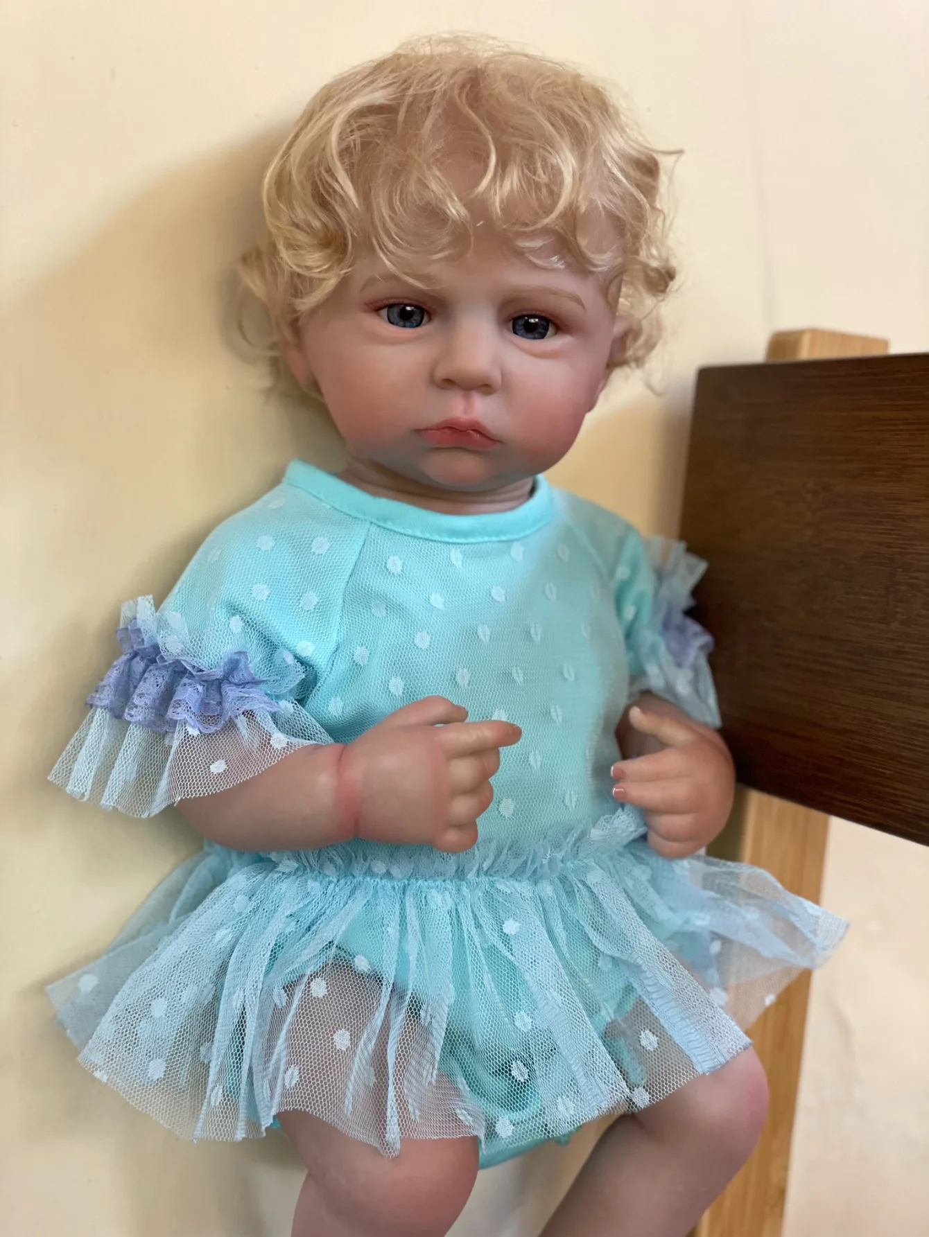 수제 소프트 카메론 실물 같은 비비 소녀, 흰색 금발 머리, 어린이 생일 선물, 18 인치