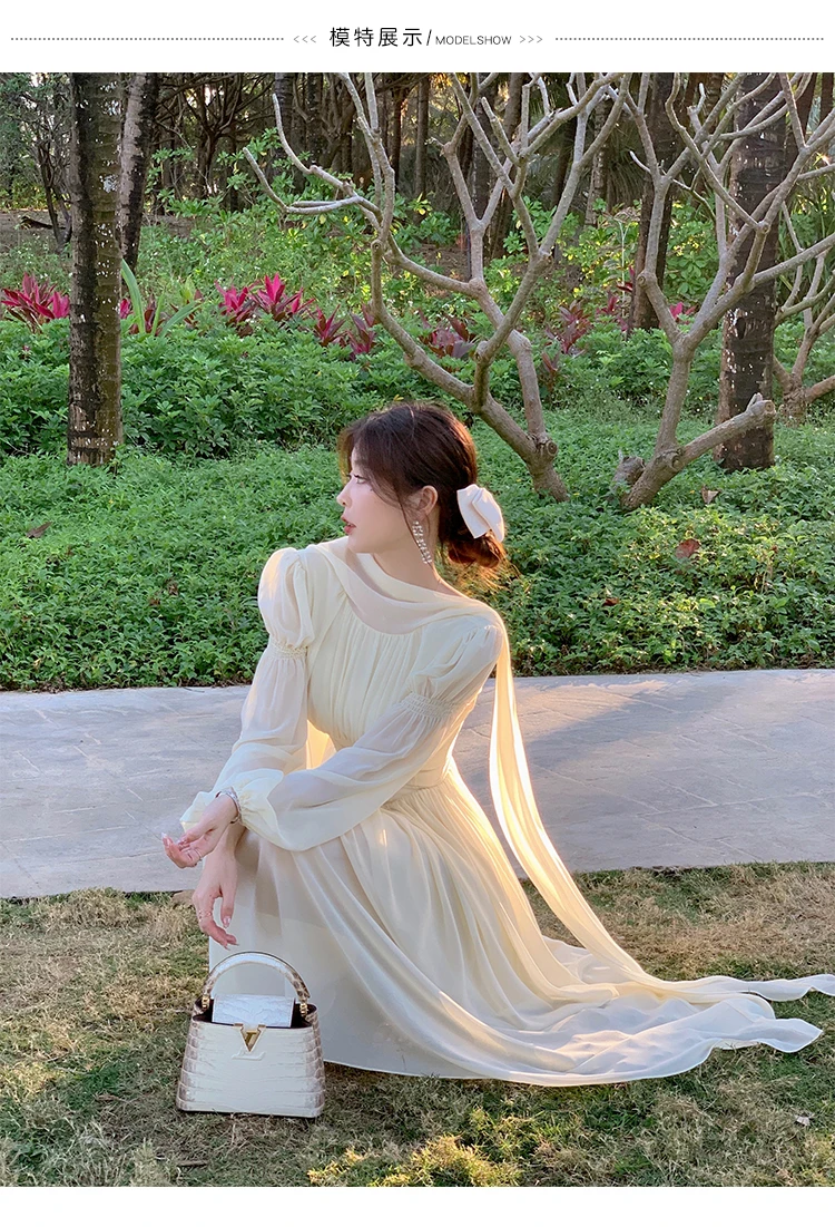 sachin and babi light blue dress Bianco Ivory Long Chiffon Dress Sleeves main image 1