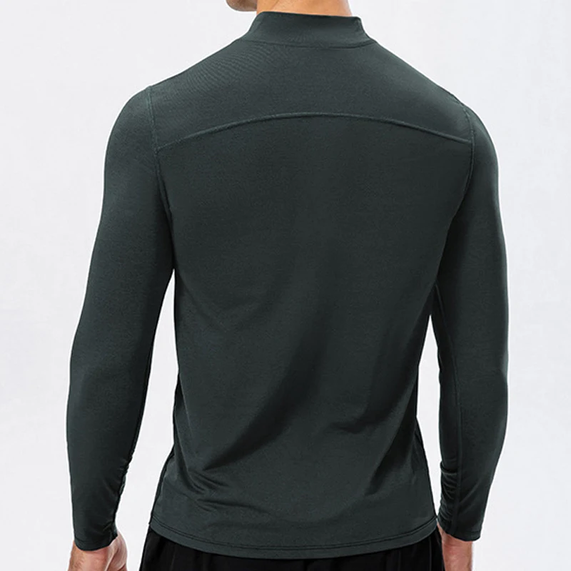 Customize LOGO Men Sports Gym Shirts Half Zipper Long Sleeve Sportswear Tops Fitness Running Training Jogging Workout Sweatshirt