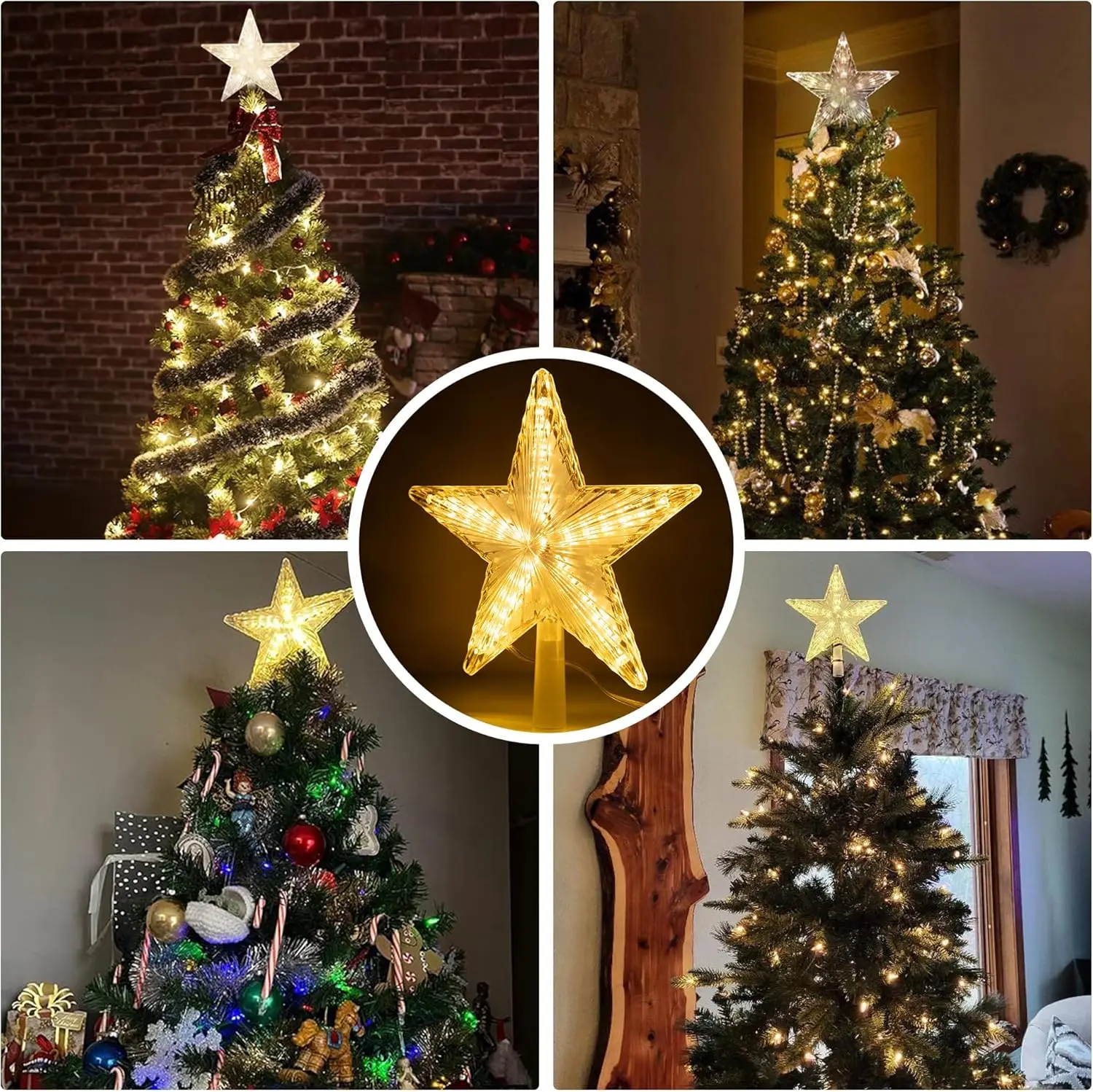 Christmas Decoration Glowing Tree Topper Glitter Shining Star Xmas Tree Ornaments for Home Decor Navidad New Year 2026 Gift