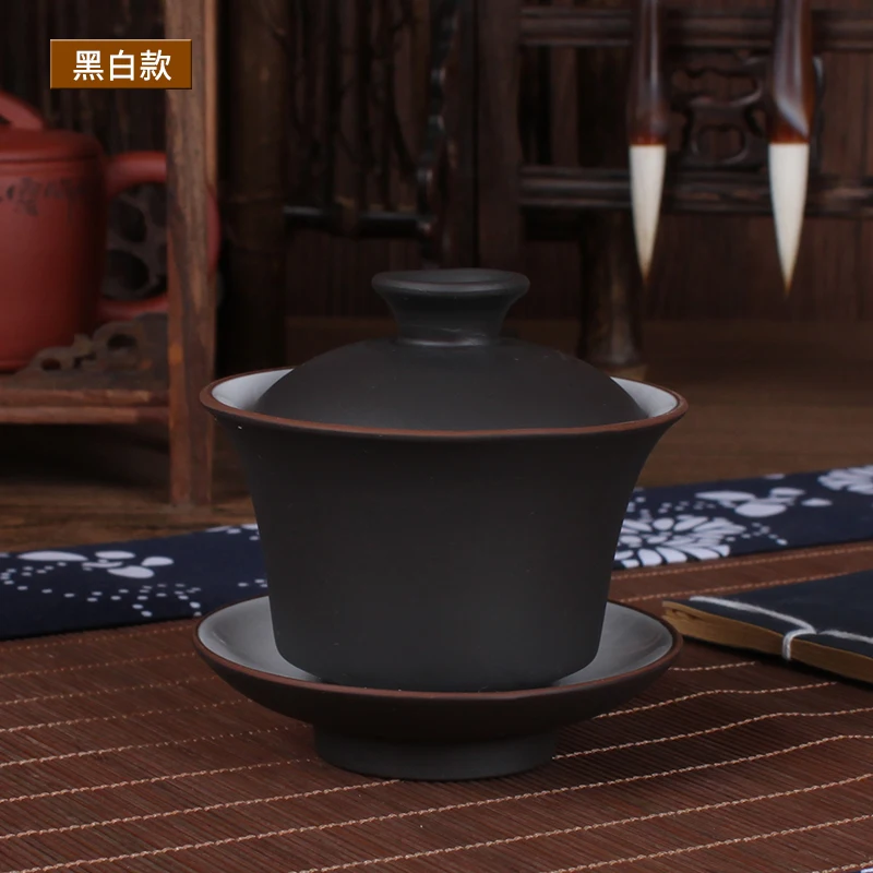 

[GRANDNESS] 100ml Yixing Purple Clay Porcelain Gaiwan Tea Cup Zisha Gongfu Tea Bowl 100ml
