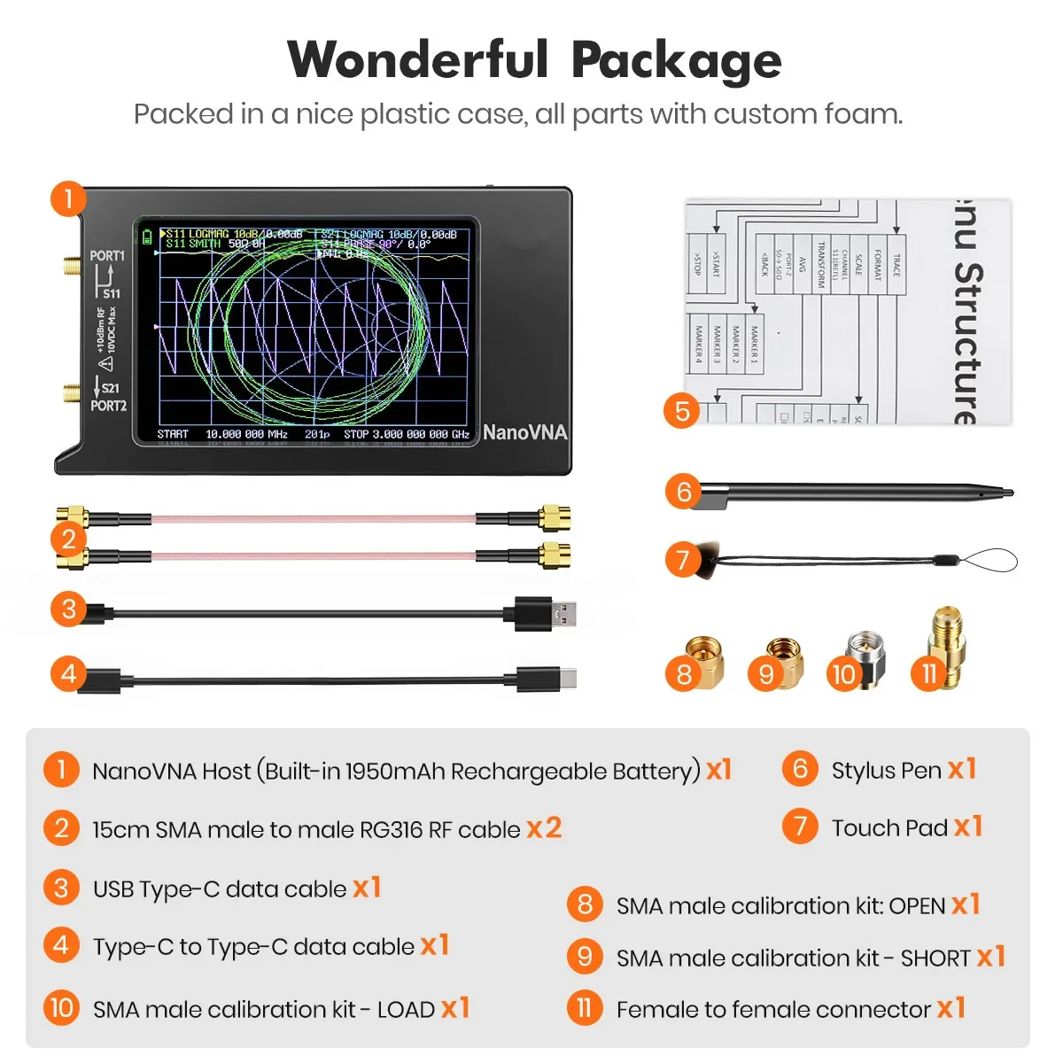 2024 New Updated10k-1.5GHz NanoVNA-H4 4inch Vector Network Analyzer HF VHF UHF Antenna Analyzer V4.3 with SD Card Slot 6