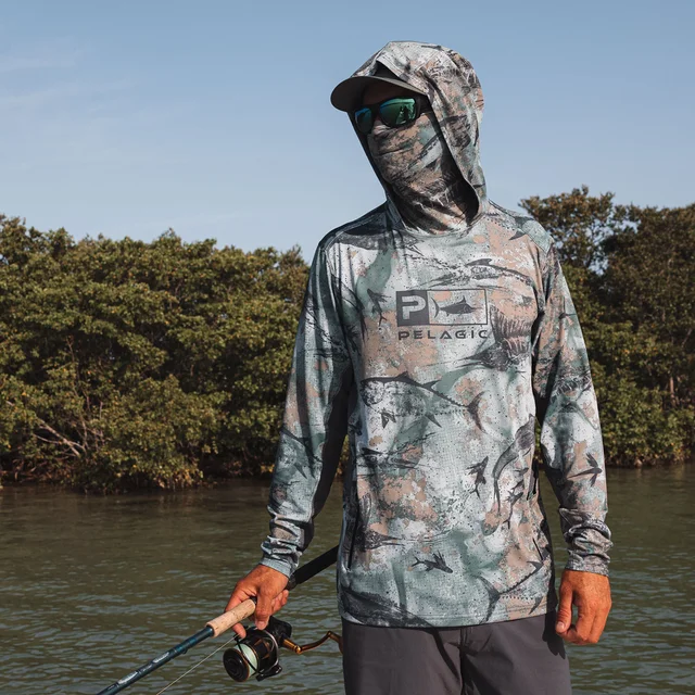 Pelagic Fishing Clothing UPF 50+ Face Cover Fishing Hoodie Shirts Men UV  Protection Long Sleeve Camouflage Mask Fishing Shirts - AliExpress