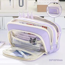 Versatile Large Capacity Portable Stationery and Cosmetics Bag (Purple)