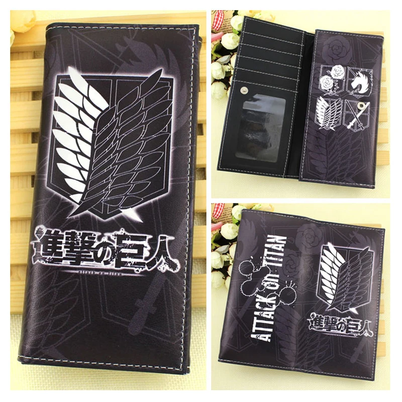 

Anime Attack On Titan Long Wallet Levi Survey Corps Men's Women's Coin Purse Scout Regiment Money Bag