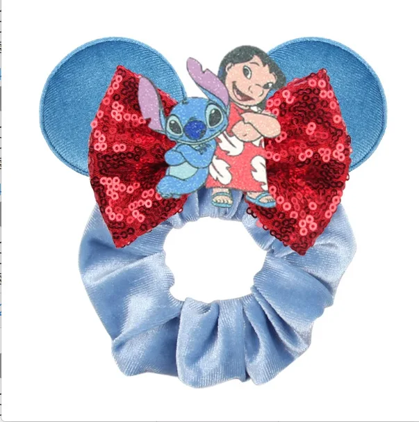 Disney Pirate Amusement Park Mouse Ears Hair Scrunchies Hair Accessories Velvet Hairband Girls Sequins Bows Headbands Women Trip DIY Accessories