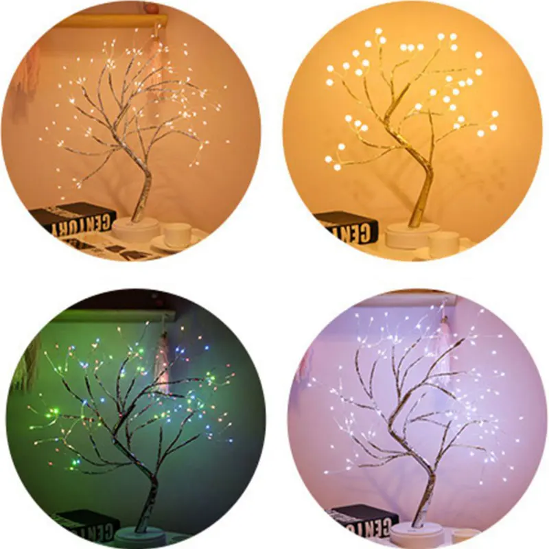 Aesthetic design LED pearl tree light home bedroom USB Night Light INS wedding event decoration novelty Copper Wire desk lamp Night Lights