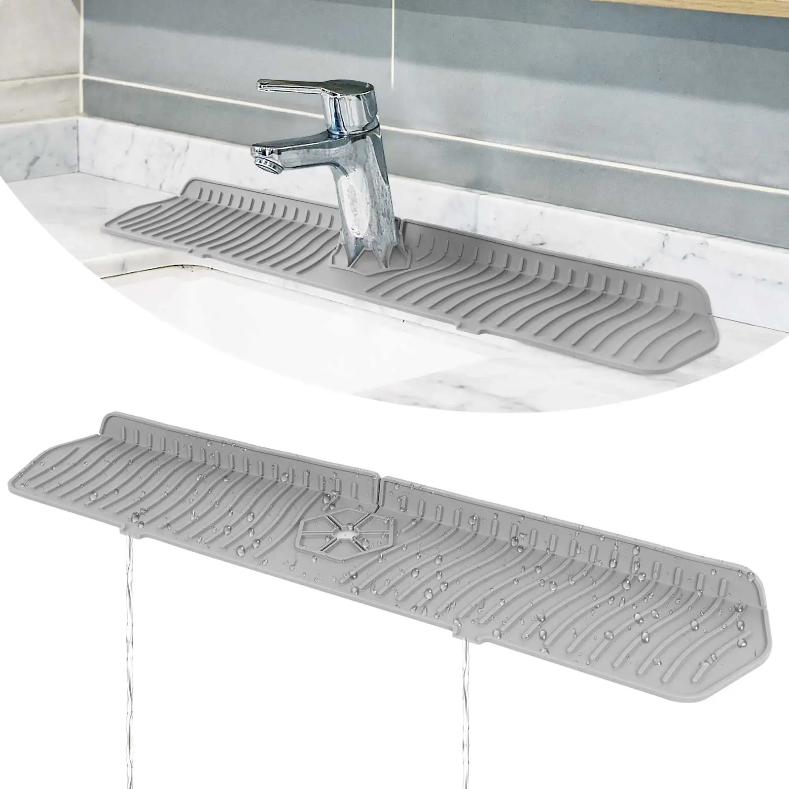 LargeSiliconeFaucetAbsorbentMatSinkSplashGuardDrainPadSplashCatcherCountertop