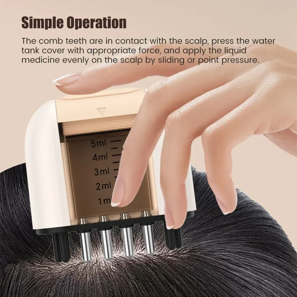 EMS Microcurrent Scalp Applicator Liquid Comb Massage Comb Essential Oil Liquid Guiding Scalp Massager Red Light Therapy