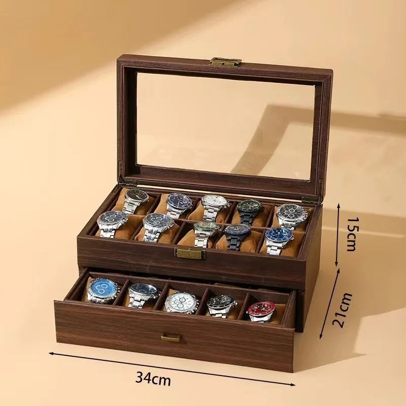 Retro-Inspired PU Leather Watch Storage Box with Imitation Wood Grain, Creative Gift Ca... - SKU WSB01528 - UGI Packaging