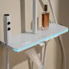 Grey Thermostatic Shower Set Bathroom Piano Button Ambient Light Shower System Set White Digital Display Showers Faucet Set 5