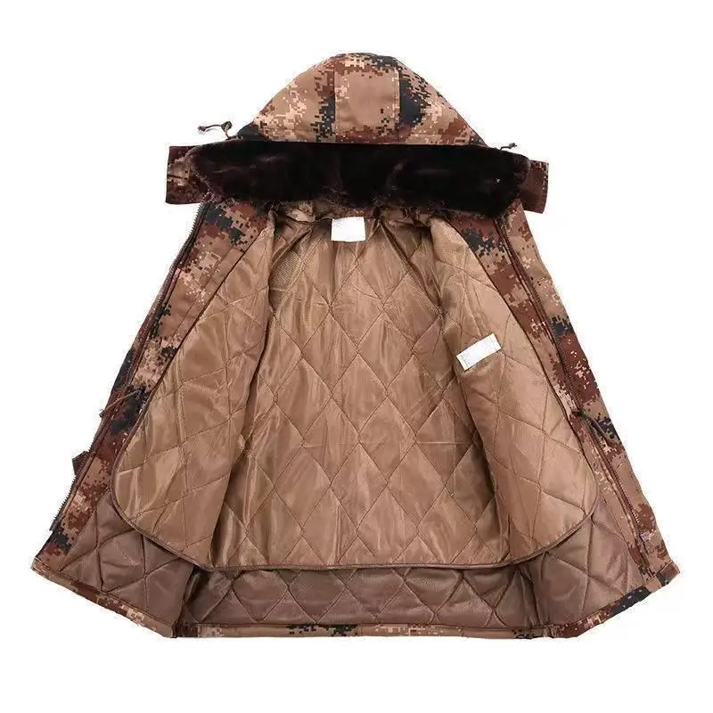 2023 Winter Camo Cotton-padded Jacket Jacket Men Thickened Warm and Cold-proof Inner Liner Long Military Overcoat Jackets forMen