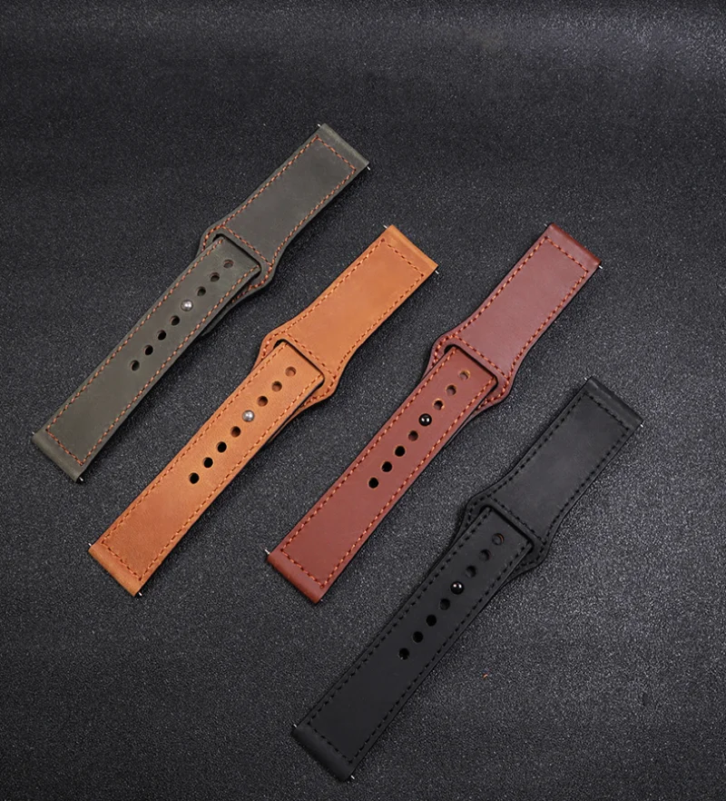

20MM 22MM Leather Band For Samsung Galaxy Watch 4 Classic 5 pro Active 2 3 42MM 46MM For Huawei GT 2 Pro Galaxy Watch 4 Strap