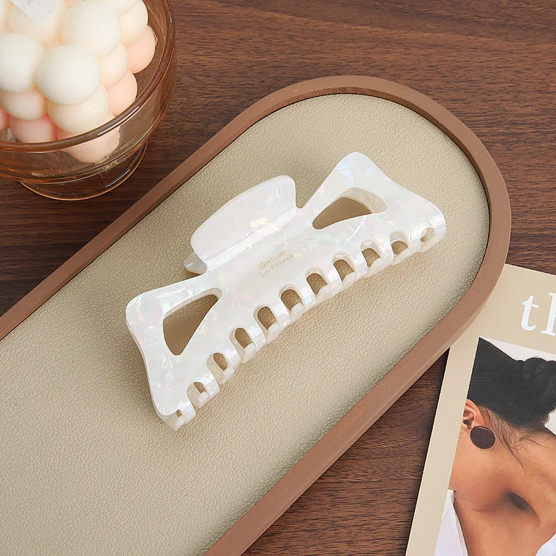 Große Hohlklauen-Haarspange aus Acetat, süße Schleifen-Haarspange, modische Haar-Accessoires für Damen – Detail 5