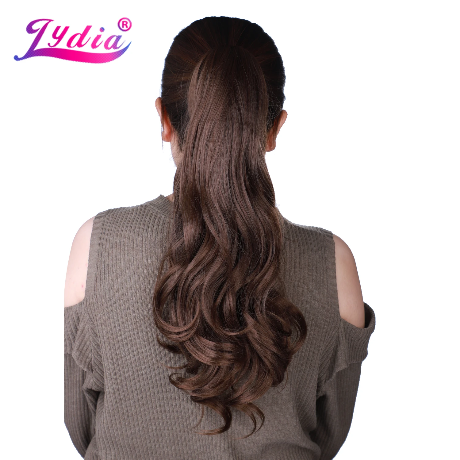 

Lydia Synthetic 1PC Hair Extension 18Inch Brown Bouncy Curly Natural Wave Ponytails Claw Hairpieces Wraping Tail Hair Pieces