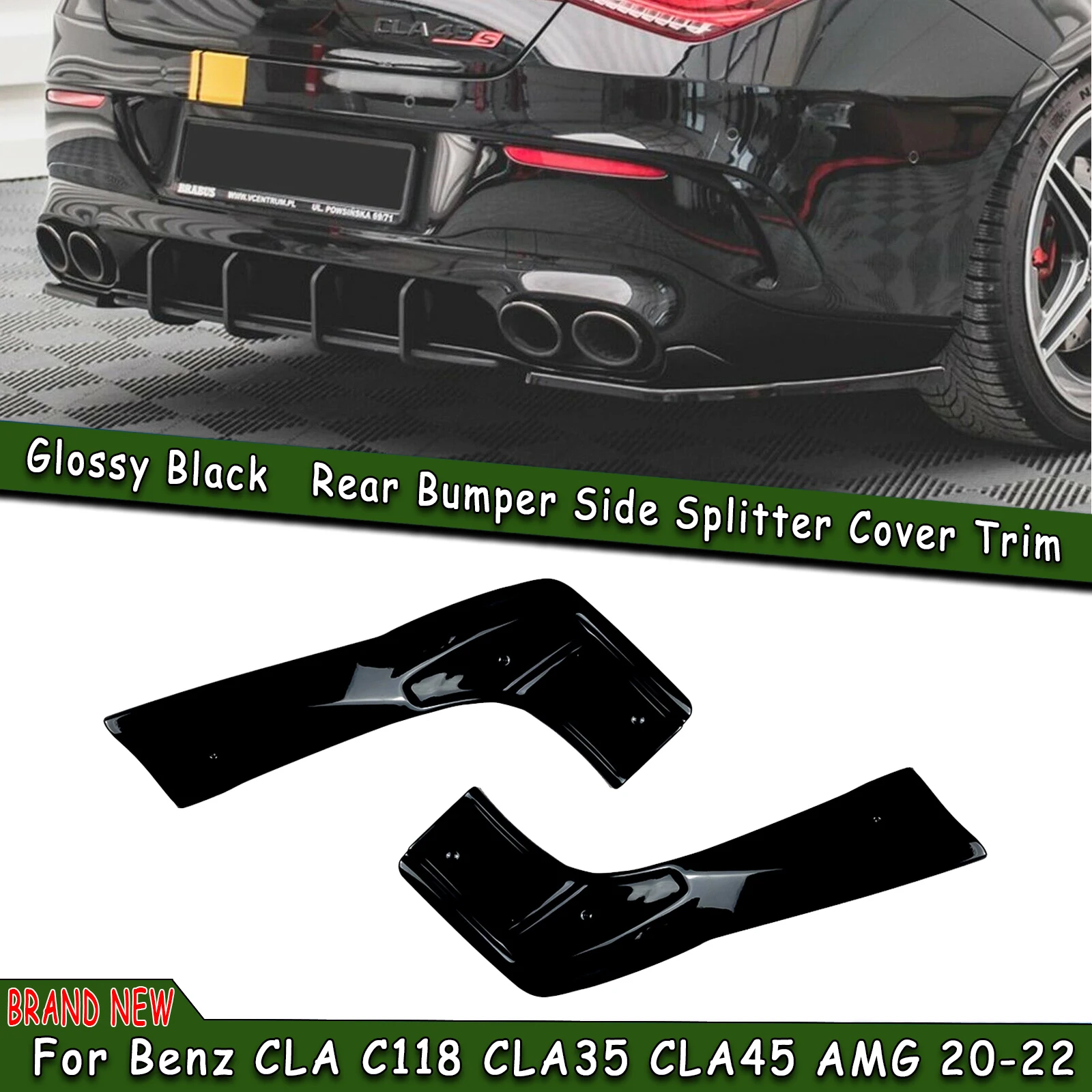 

Car Rear Bumper Side Splitter Cover Trim Exhaust Guard Plate For Mercedes Benz CLA Class C118 CLA35 CLA45 AMG 2020 2021 2022