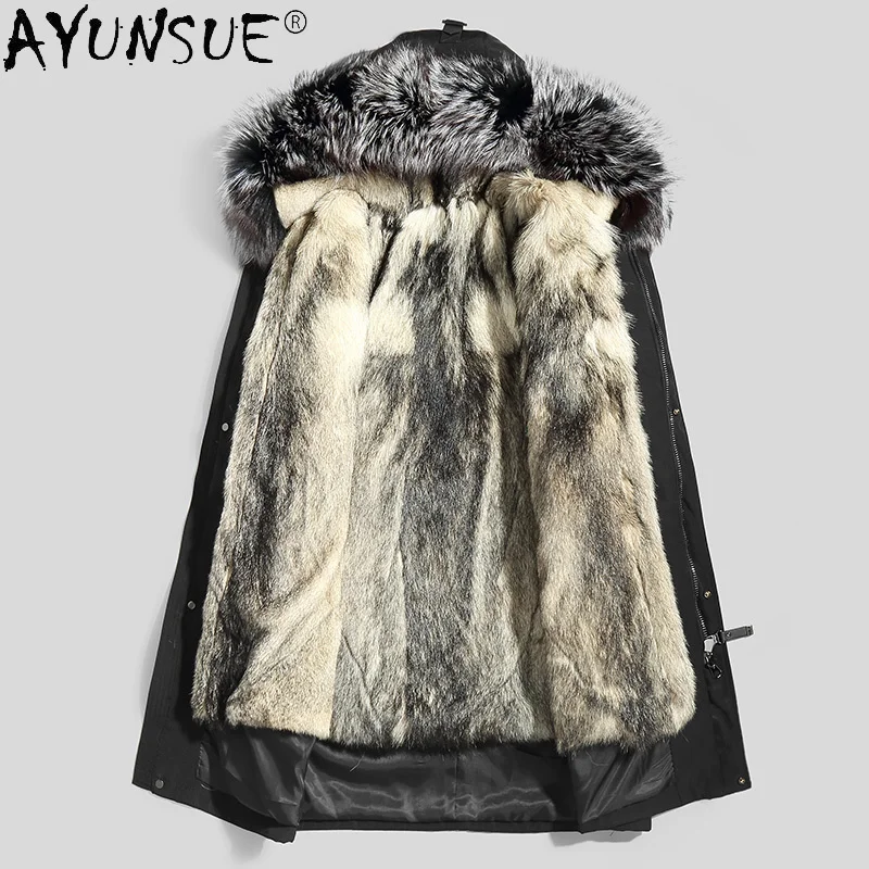 

Winter Jacket Men Clothing Erkekler Parkas Hooded Warm Real Shearling Jackets Wolf Fur Coat Male Hommes Veste LXR972