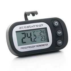 Digital LCD Display Fridge and Freezer Thermometer with Hook and Anti - Humidity Features (Black - New)